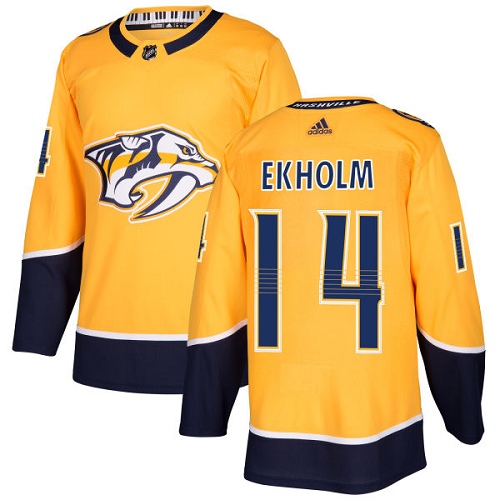 Adidas Men Nashville Predators #14 Mattias Ekholm Yellow Home Authentic Stitched NHL Jersey